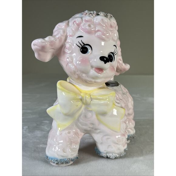 VTG Relpo Samson Import Co Spaghetti Ceramic Pink Lamb Planter 1961 #431A Japan - Picture 4 of 13